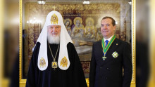 Святейший Патриарх Кирилл вручил Д.А. Медведеву орден преподобного Сергия Радонежского