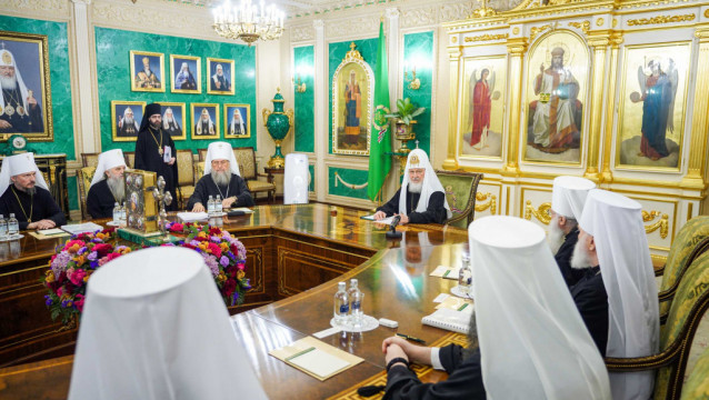 Святейший Патриарх Кирилл возглавил первое в 2023 году заседание Священного Синода | Московский Данилов монастырь