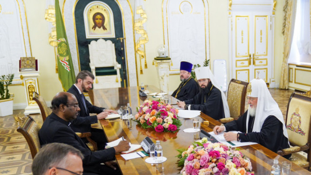 Святейший Патриарх Кирилл встретился с делегацией Всемирного совета церквей | Московский Данилов монастырь