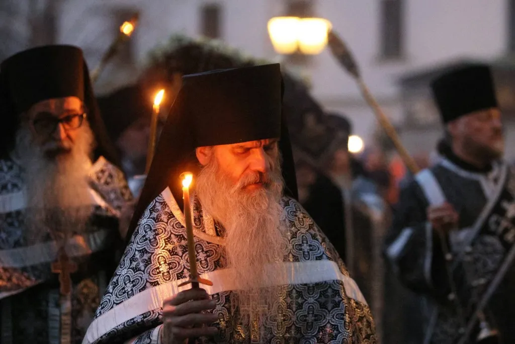 В канун Великой Субботы епископ Алексий возглавил утреню с чином погребения в Даниловой обители