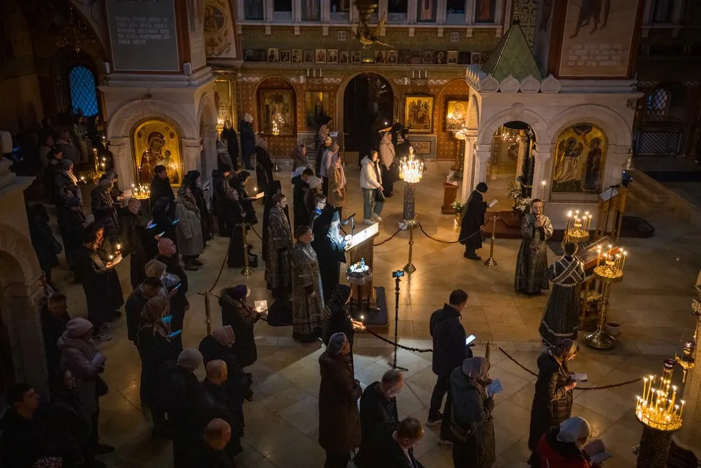 Во вторник первой седмицы Великого поста епископ Алексий совершил чтение Великого канона преп. Андрея Критского в Зачатьевском монастыре