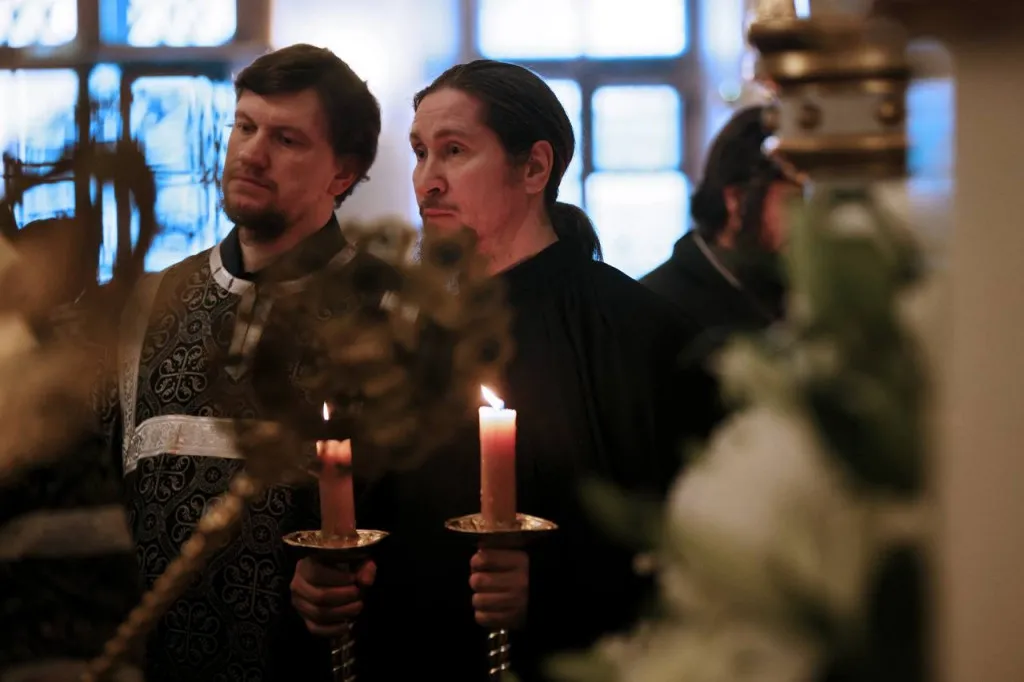 В канун Великой Субботы епископ Алексий возглавил утреню с чином погребения в Даниловой обители