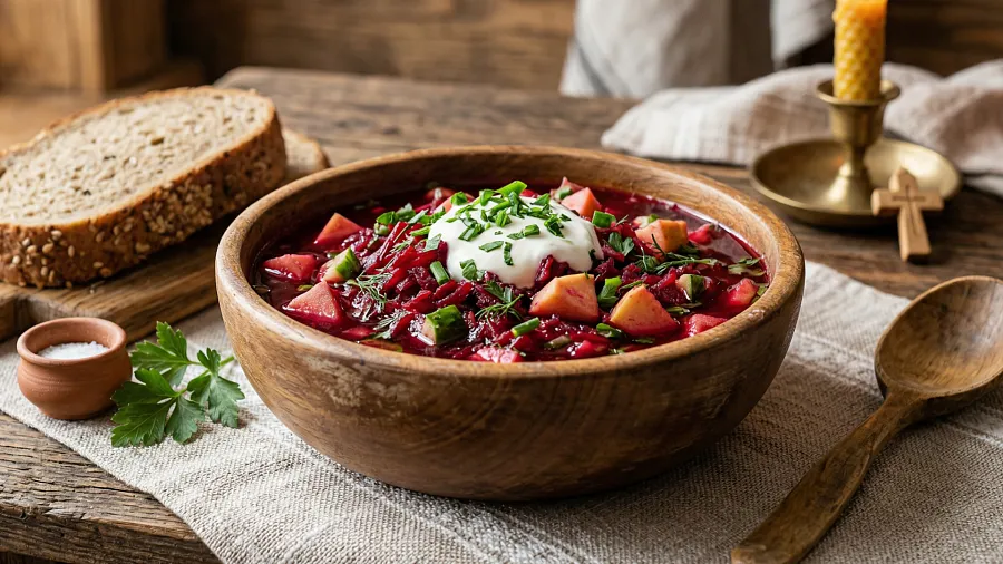 Борщ холодный с яблоками