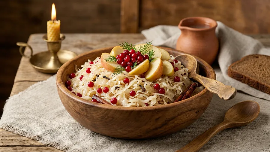 Капуста квашеная с брусникой