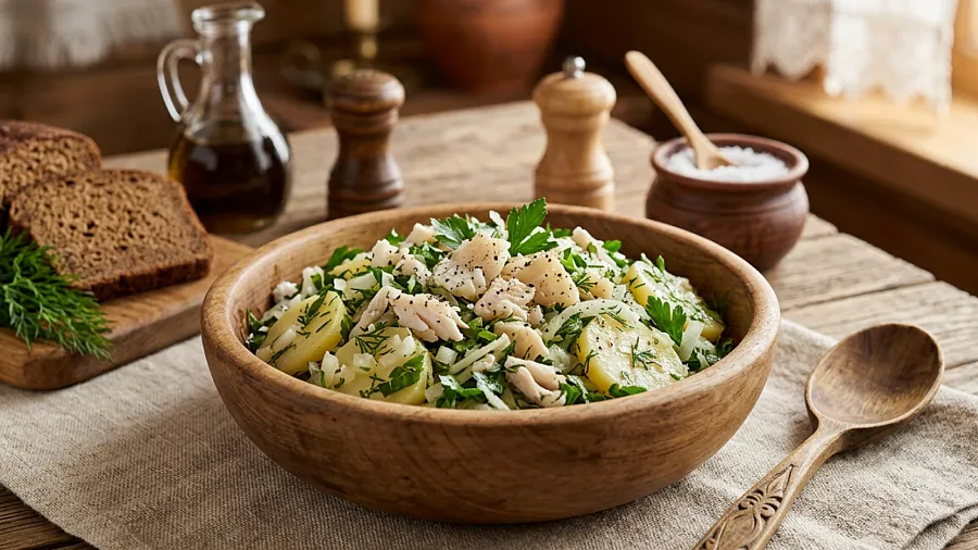 Салат постный из трески