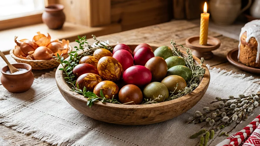 Крашеные вареные яйца