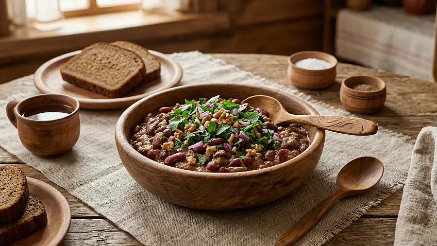 Фасоль красная с ореховым соусом