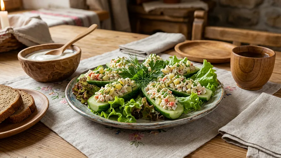 Огурцы с крабовой начинкой