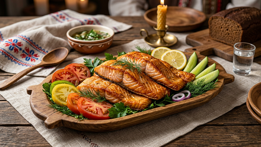 Семга жареная