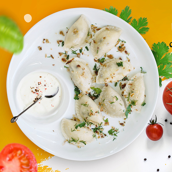 Вареники с картошкой, грибами и луком